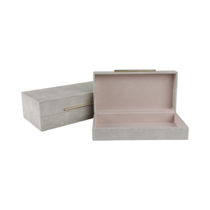 Boîtes de rangement décoratives en similicuir avec couvercle pour bijoux et objets de souvenir, décoration intérieure, design rectangulaire élégant - Product Image 2