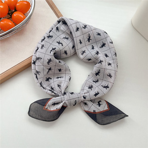 Pañuelos Cuadrados Pequeños con Estampado Floral de Lujo al por Mayor, 58*58CM, de Algodón y Lino Suave, para Cuello, Cabeza, Pañuelo de Mujer, Bandana - Product Image 5