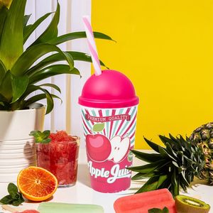Set di 3 bicchieri di plastica riutilizzabili da 470ml con Design Vintage in paglia a cupola a prova di fango frappè - Product Image 3