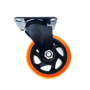 4 Zoll Premium Lenkrollen mit Feststeller aus Polyurethan in Orange mit Langlebiger Anschraubplatte - Product Image 2