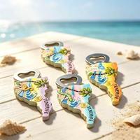 Décapsuleur aimanté 3D personnalisé en résine, thème plage (coquillage, hippocampe, tortue, gecko) – Cadeau souvenir touristique en gros