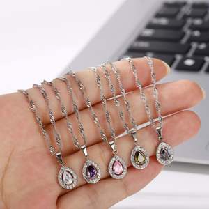 Collar de cobre con colgante de cadena de ondas de agua y circonitas, doble capa, circonitas 3A con perforación completa para mujer - Product Image 4