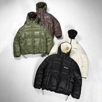 Veste d'hiver réversible en duvet pour fabricants sur mesure, avec capuche, style doudoune matelassée, imperméable et duveteuse pour l'extérieur