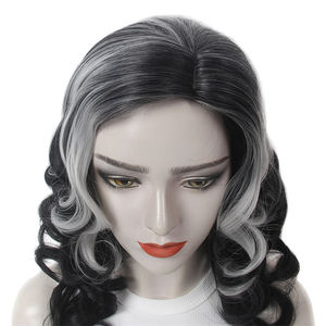 Nuova <span class=keywords><strong>parrucca</strong></span> moda <span class=keywords><strong>donna</strong></span> copricapo in fibra chimica grigio nero lunghi capelli ricci Cross-border vecchia signora argento grigio <span class=keywords><strong>parrucca</strong></span> - Product Image 3