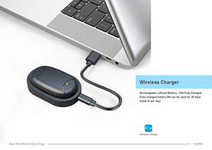 Capteur <span class=keywords><strong>cardio</strong></span>, moniteur de fréquence cardiaque sans fil, ceinture pectorale, tracker d'activité intelligent, étanche, rechargeable pour - Product Image 4