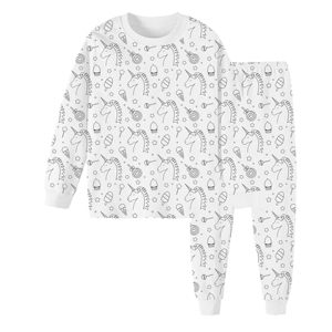 Atacado DIY Crianças Colorir Pijamas para Meninas Lavagem Off Marcadores Colorir Pijamas Set para Crianças Unisex Pijamas Pijamas - Product Image 4