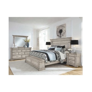 Juego de Muebles de Dormitorio Contemporáneo King-Size, Cama Suave de Madera Maciza con Espejo para Parejas, Uso Doméstico - Product Image 6