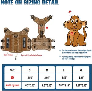NIBAO Áo Ba Lỗ MOLLE Cho Chó Dịch Vụ Trung Bình Có Tay Cầm, Móc, Bảng Vòng Và Miếng Dán Phản Quang - Product Image 2