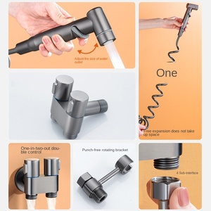 Noyau de cuivre complet noir double pistolet robinet un-deux vanne triangulaire Double contrôle ménage avec pommeaux de <span class=keywords><strong>douche</strong></span> miroir - Product Image 3