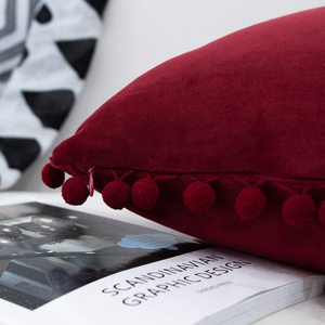 Copricuscino decorativo <span class=keywords><strong>in</strong></span> velluto con Design moderno di qualità con graziosi pon pon - Product Image 4