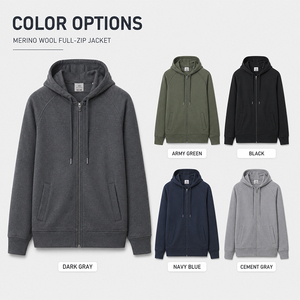 Wool <b>Men's</b> Long Sleeve <b>Cardigan</b> Jacket Hoodie Custom Logo Premium Warm Soft Casual <b>Zip</b> <b>Up</b> Outerwear Top - Product Image 4