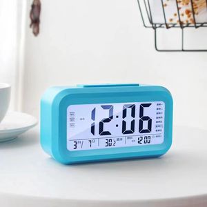 Reloj despertador inteligente con pantalla digital, calendario de temperatura, rectángulo rosa, funciona con pilas, para estudiantes, regalo para niños - Product Image 4