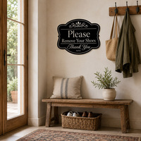 Plaque en métal vintage « Veuillez retirer vos chaussures », plaque rustique en métal, élégante enseigne rétro pour la maison, le hall d'entrée, la véranda, décoration murale