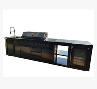 Ensemble de barbecue pour cuisine extérieure avec armoire d'angle à 90 degrés, grand évier et ensemble réfrigérateur