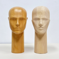 Support de tête de mannequin vintage en bois massif, grande taille, pose debout, pour présentation de bijoux et chapeaux, décoration de boutique et d'antiquités