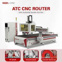 Scie automatique 3 axes ATC 1325 1530 2030 2040 avec broche ATC 9KW et scie 7.5KW, machine de fraisage CNC pour bois et plaques en fibre de carbone