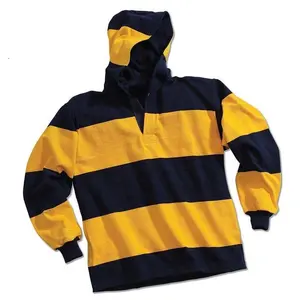 <span class=keywords><strong>Maillot</strong></span> de <span class=keywords><strong>rugby</strong></span> super lourd à capuche pour <span class=keywords><strong>homme</strong></span> en coton avec rayures et manches longues - Product Image 1