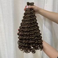 Cheveux indiens bruts bouclés, vague d'eau profonde, extensions de cheveux en vrac, cheveux humains pour tresses, double trame