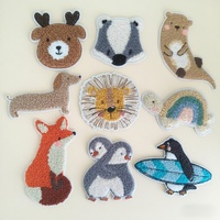 Usine Offre Spéciale Personnalisé Animal Coeur Fleur Écologique Chenille Fer-Sur Patchs Brodés Conception De Dessin Animé Mignon pour Vêtements