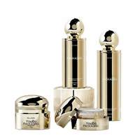 Set Kosmetik Youbo 100ml 50g Botol Krim Lotion Lurus Berlapis Elektroplating Berkualitas Tinggi dengan Pompa Kaca dan Segel Sablon
