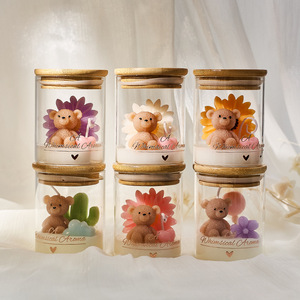 Bougie parfumée personnalisée en forme d'ours mignon, cire de soja, faite à la main, non toxique, écologique, sans fumée, cadeaux pour anniversaire, mariage - Product Image 2