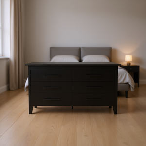 Comò a 6 cassetti HMS, nero, in legno massello, mobili moderni per camera da letto - Product Image 2