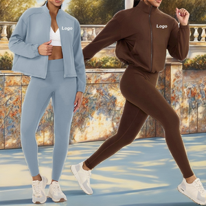 Conjunto Deportivo de Dos Piezas para Mujer, Otoño-Invierno, Ecológico, Chaqueta de Forro Polar con Cremallera y Manga Larga, Leggings de Cintura Alta - Product Image 2