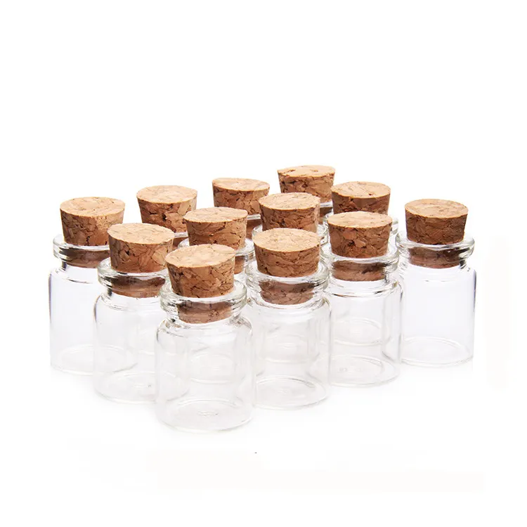 Vendita calda Mini fiala di vetro bottiglia di sughero 12ml 14ml 15ml 18ml 20ml 25ml 30ml piccola bottiglia di deriva mini bottiglia di vetro dei desideri vuota