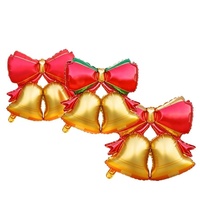 Décoration suspendue de Noël en forme de nœud papillon métallique brillant de 22 pouces avec clochette, pour cheminée, porte, couronne, fête de Noël, ballon gonflable