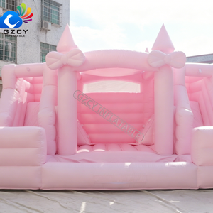 Château gonflable double toboggan rose avec piscine à balles - Product Image 2