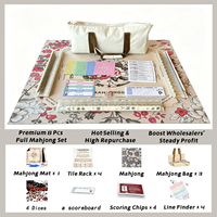 Set Mahjong Americano Vintage Marrone a Scacchiera Squisito, Accessori per Tessere Mahjong, Borsa per Mahjong, Supporti per Mahjong, Tappetino per Mahjong