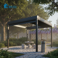 Pergola en aluminium écologique Sweet Home, toit rétractable motorisé à lames orientables, auvent extérieur, gazebo, protection imperméable, éclairage LED facile à installer