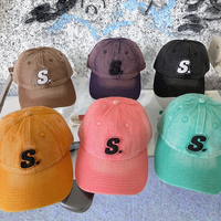 Casquette de baseball vintage en sergé délavé à 6 panneaux, broderie 3D, patch lettres, 100 % polyester, sangle réglable, unisexe, vente en gros
