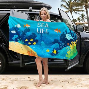 ผ้าเช็ดตัวชายหาดรูปสี่เหลี่ยมผืนผ้า พิมพ์ลายตามสั่ง คุณภาพหรู แห้งเร็ว ปลอดภัย ไม่ติดทราย ทำความสะอาดง่าย สำหรับใช้ในชีวิตประจำวัน - Product Image 4
