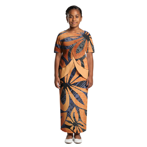 Vestido Puletasi Samoano para Niña, Diseño Tribal Tapa, con Cuello Recortado, Ropa Infantil para Fiesta, Iglesia, Estilo Polinesio - Product Image 3