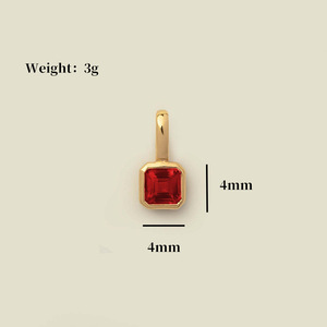 Collier pendentif carré en zircon coloré, 12 pierres de naissance, accessoires de bijoux DIY, lot en gros - Product Image 2