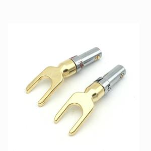 Hifi Brass mạ Vàng âm thanh ổ cắm Y Spade Loa cắm điện nối <span class=keywords><strong>adapter</strong></span> Tabletop ổ cắm - Product Image 5