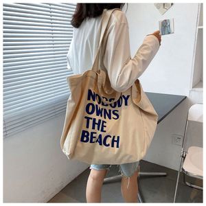 Sac fourre-tout en toile blanche de grande taille avec poche et fermeture éclair, impression personnalisée du logo - Product Image 5