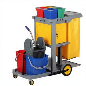 <span class=keywords><strong>Chariot</strong></span> de <span class=keywords><strong>nettoyage</strong></span> multifonctionnel pour chambre <span class=keywords><strong>d</strong></span>'hôtel, <span class=keywords><strong>chariot</strong></span> de conciergerie avec 4 roues pivotantes, capacité de 300 lb, conception ouverte - Product Image 4