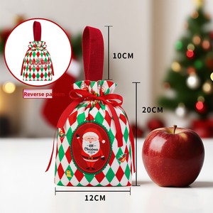 <span class=keywords><strong>Sac</strong></span> cadeau de Noël en velours avec poignée, écologique, modèle STA05031S, 12*20cm, 20g, léger, pour bonbons et pommes - Product Image 2