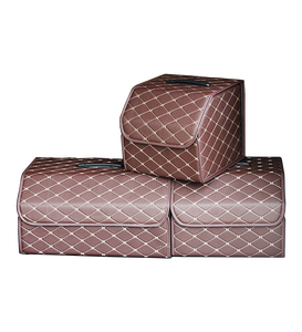 Foldable Leather Universal Storage Box With Compartments Collapsible Folding Car Trunk Boot Organizer