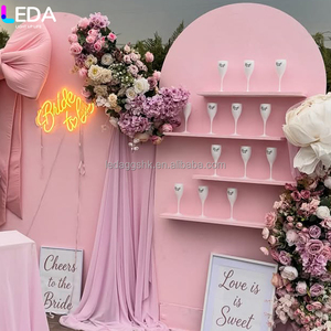 LEDA Artículos para Fiestas al Aire Libre, Set de Fondo de Acrílico Rosa, Soporte para Botellas de Champán con Forma de Encaje, Pared de Fondo para Bodas - Product Image 4