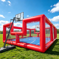 Sportarena mit Aufprallschutz und Verstärktem Netz Aufblasbarer Basketballplatz Aufblasbares Basketballspiel für Kinder und Erwachsene