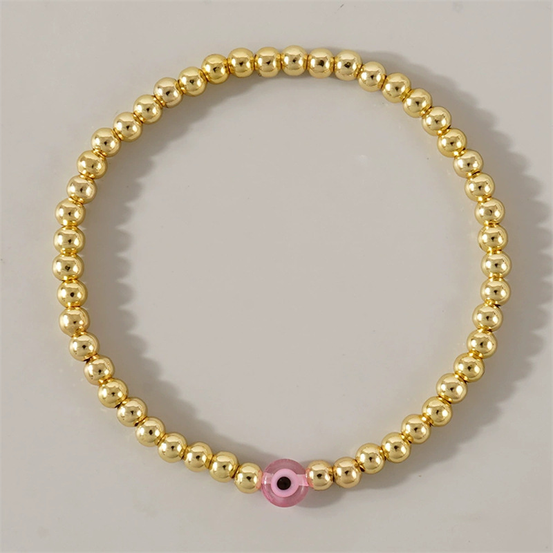 Golden beaded Pink Devils Eye (No card)