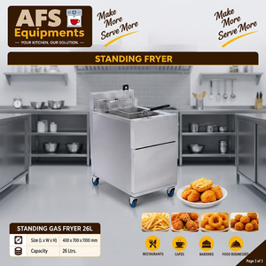 เครื่องทอดแก๊สแบบตั้งพื้น AFS ขนาด 26 ลิตร สแตนเลสสตีล สำหรับร้านอาหาร คาเฟ่ และร้านเบเกอรี่ ใช้งานง่าย - Product Image 4
