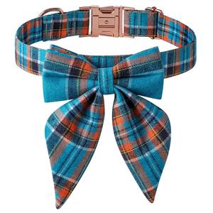 Tanpopo ปลอกคอสุนัขผูกโบว์ลายสก๊อตสีโรสโกลด์แบบอังกฤษอุปกรณ์เส<span class=keywords><strong>ร</strong></span>ิมของขวัญวันเกิดแฟชั่นคริสต์มาส - Product Image 5