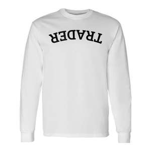 T-shirt à manches longues Trader avec texte inversé, design tendance - Product Image 1