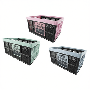 <b>Folding</b> Plastic <b>Storage</b> Bin 32L Assorted Colors 51x34x23cm Pack Of 10 - Product Image 2