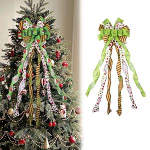 Fiocchi Natalizi Personalizzati in Poliestere, Decorazioni per Albero di Natale, Ornamenti per Feste, Grandi Fiocchi a Tema <span class=keywords><strong>Grinch</strong></span>, Vendita all'Ingrosso - Product Image 3