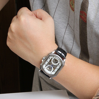 Montre automatique homme T-winner, vente en gros directe usine, design unique et irrégulier, montre mécanique de luxe à cadran ajouré, marque privée, pour garçon